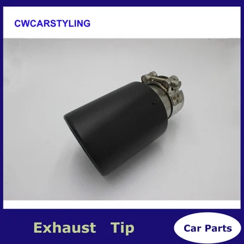 

8 size carbon fiber trimming stainless steel universal car exhaust pipe tip 63mm 101mm Ak car exhaust system for bmw vw