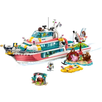

2020 new Lepinblocks Friends Series lepining Heartlake Rescue Boat Building Blocks Bricks Toys Sets Compatible Friends 41381