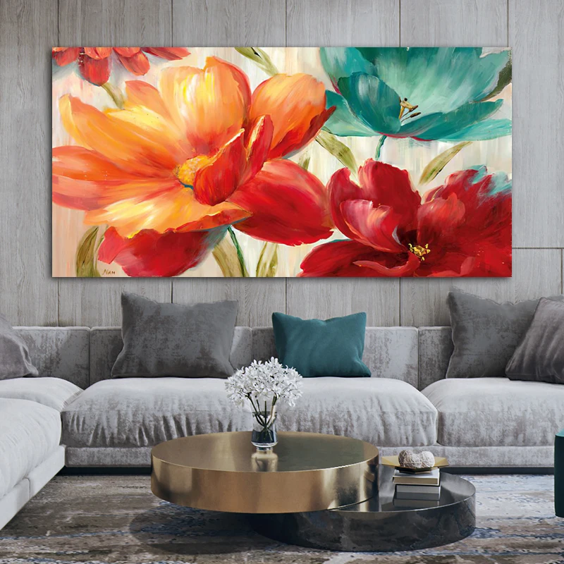 Colorful Flower Posters And Prints Abstract Oil Painting Printed On Canvas Wall Art Pictures For Living Room Sofa Home Decor