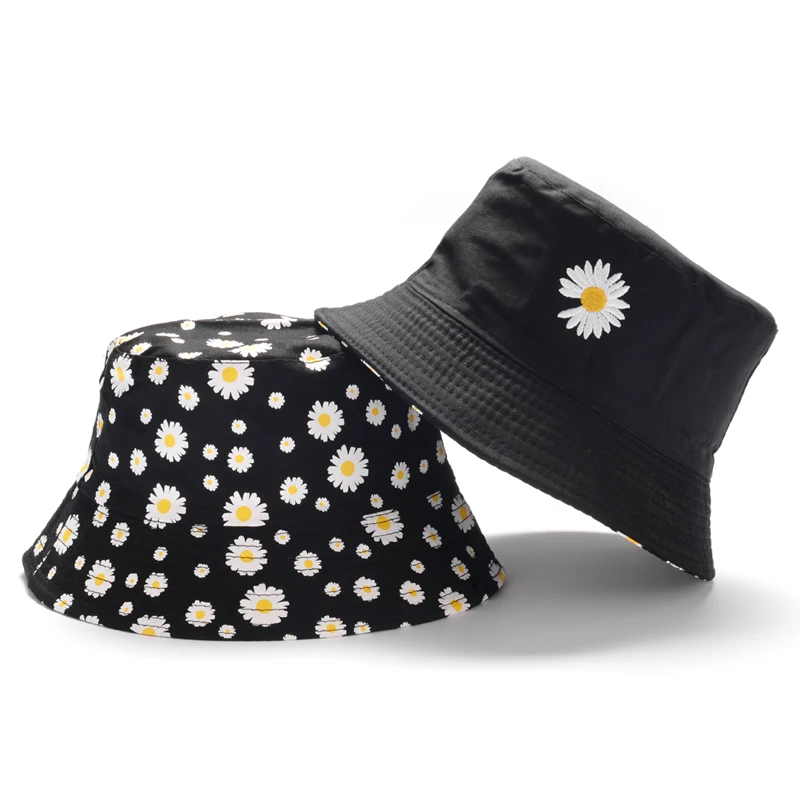 Мужская и женская летняя шляпа GD Daisy Bucket Hat двухсторонняя Панама с козырьком от