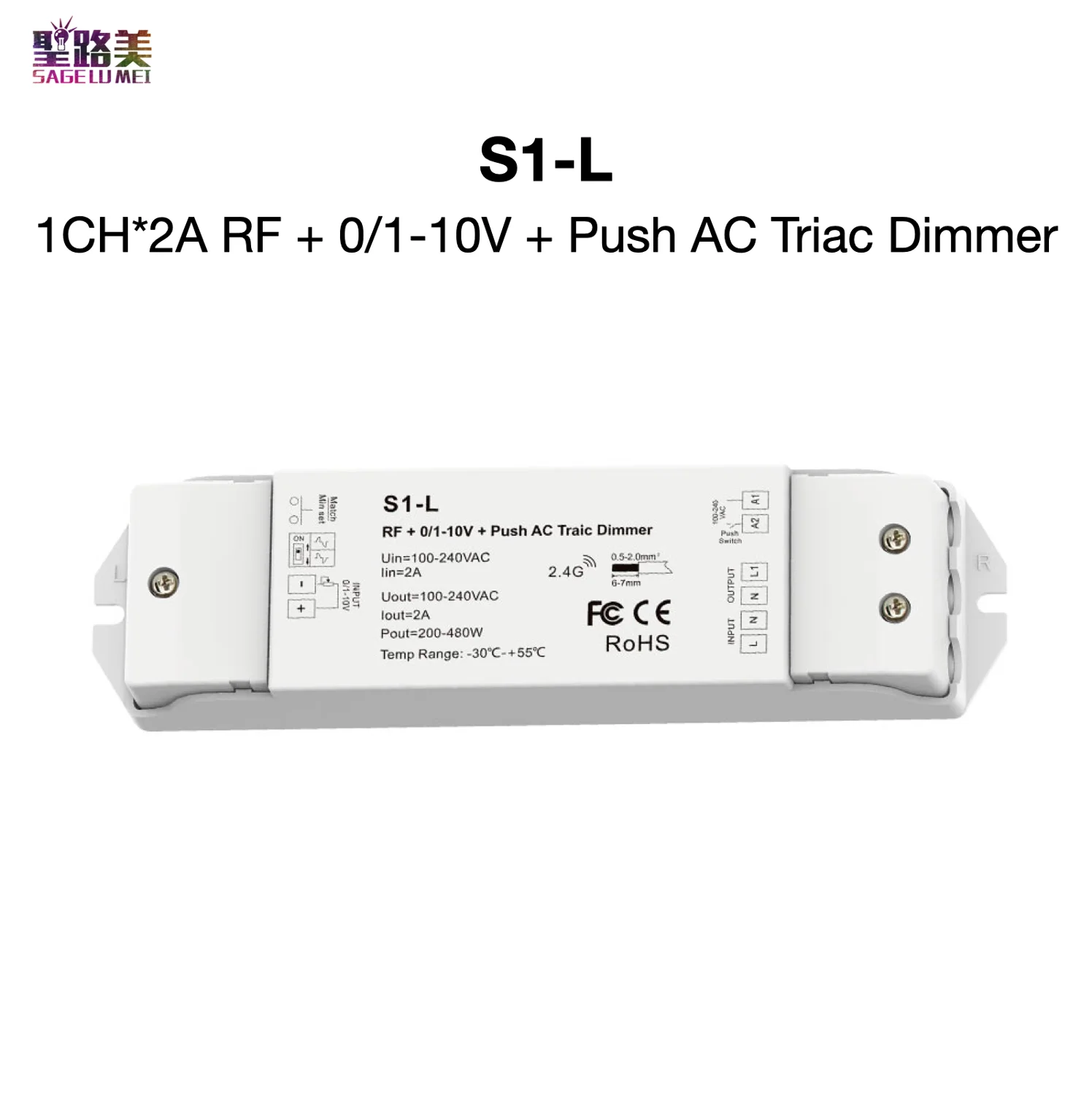 S1-L 1CH * 2A RF + 0/1-10V Push AC трехфазный диммер с передним краем или задней кромкой