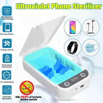 

5V UV Phone Sterilizer Box Jewelry Phones Cleaner Personal Sanitizer Disinfection Cabinet with Aroma Esterilizador For Mask