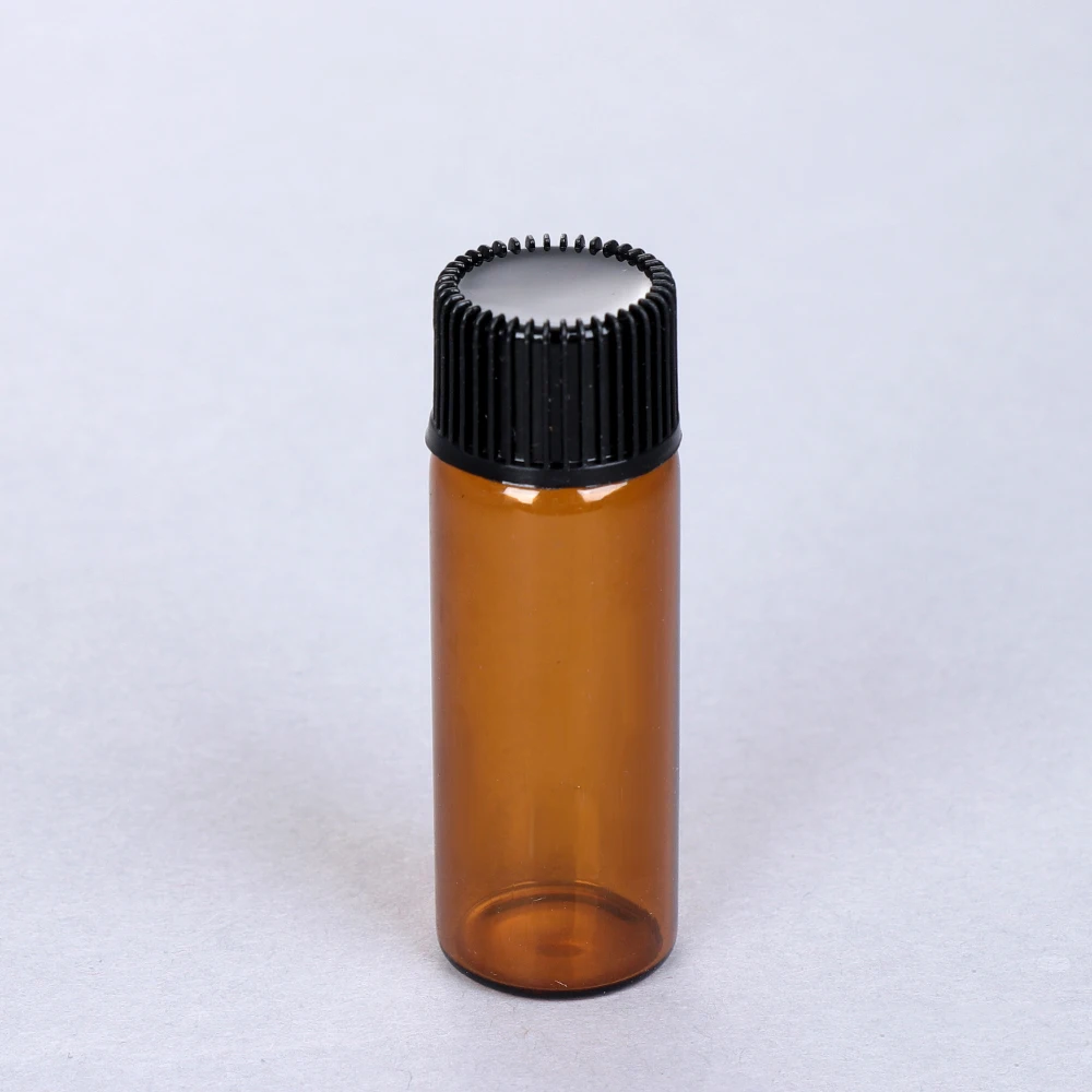 1/2/3/5ml Mini Essential Oil Bottle Jar Orifice Brown Reducer & Cap Refillable Bottles Glass Vials Cosmetic Containers 10PCS Mini Perfume Bottle
