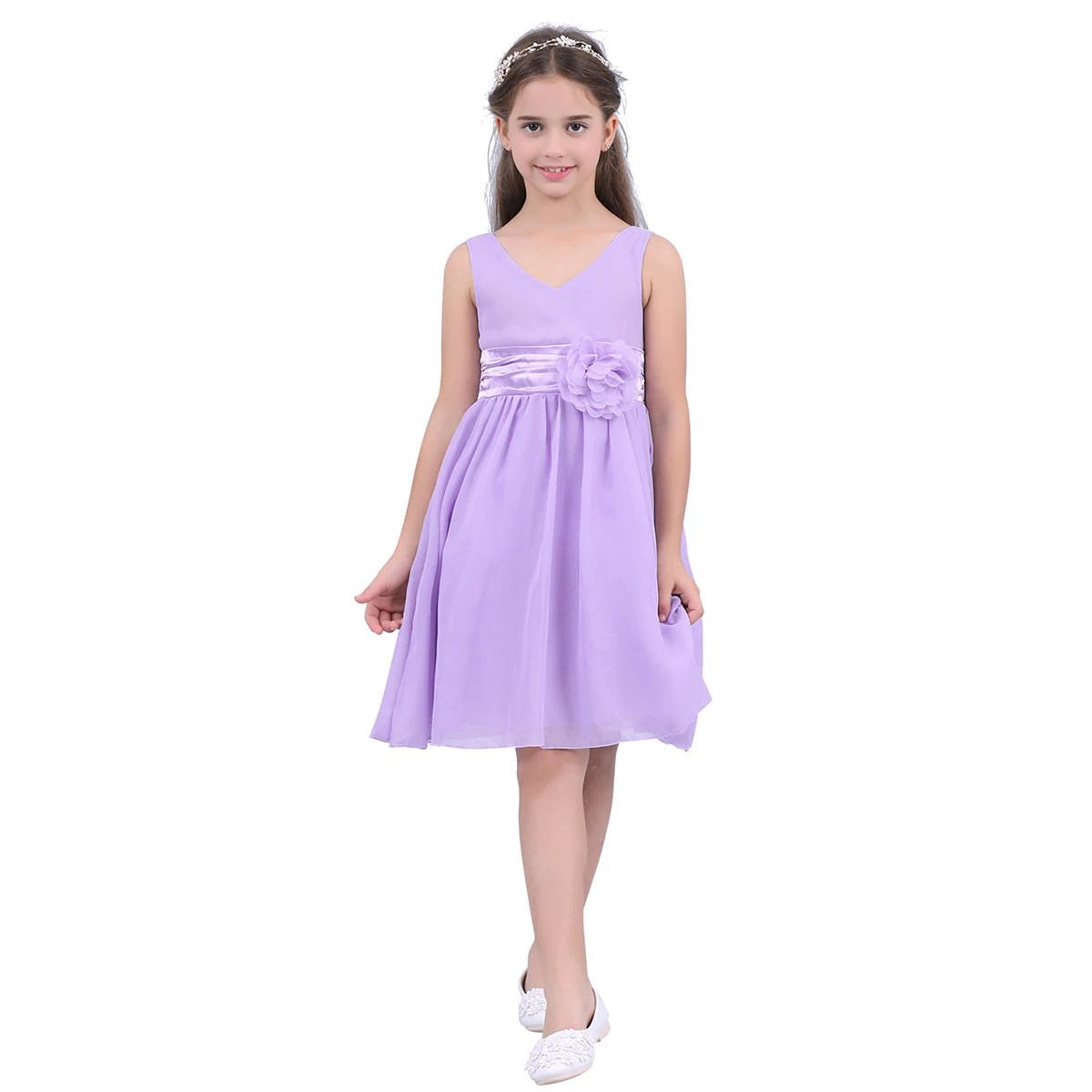 

Kids Flower Girls Princess Party Dress Summer Sleeveless Elegant Floral Chiffon Dresses Birthday Wedding Bridesmaid Prom Gown