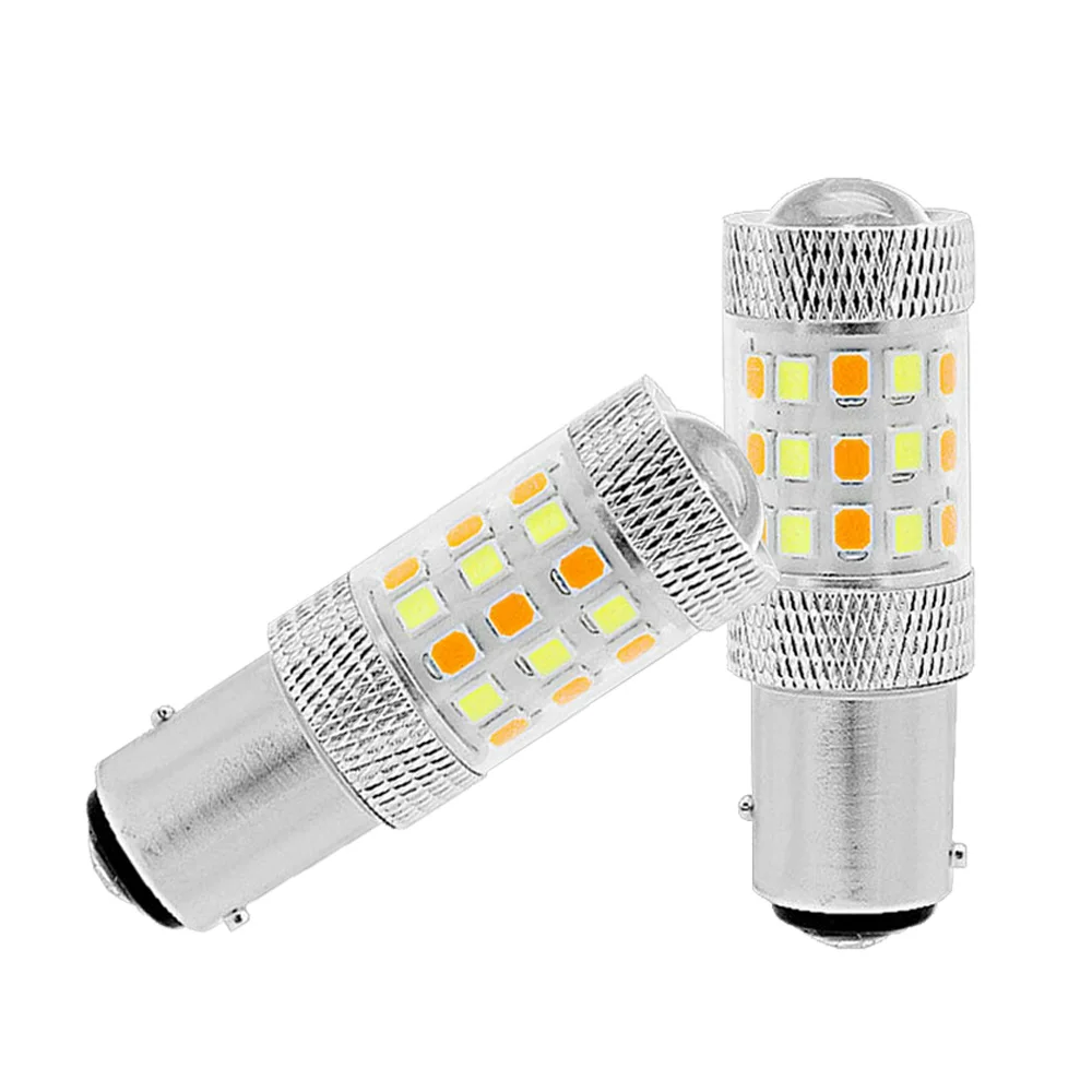 2x1157 BAY15D 42SMD Белый/янтарный двухцветный переключатель поворотного сигнала светильник светодиодный лампочка