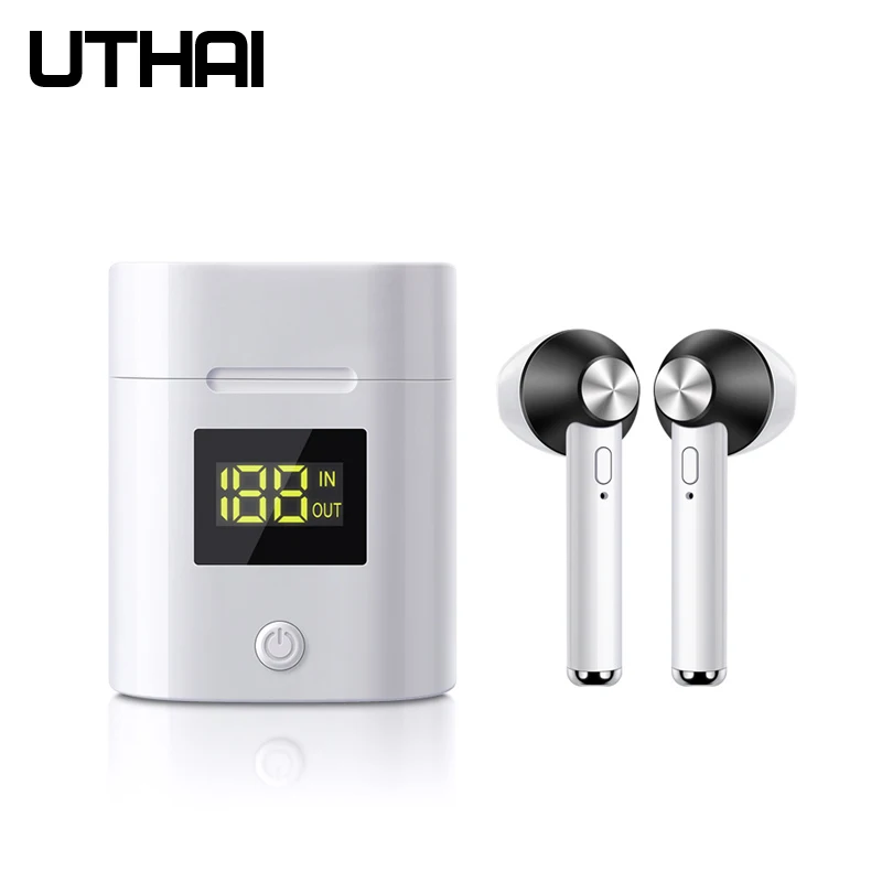 Беспроводная bluetooth-гарнитура UTHAI D17, 5,0 TWS, дисплей батареи, bluetooth-гарнитура, HD гарнитура для звонков, радио, в ухо, шумоподавление
