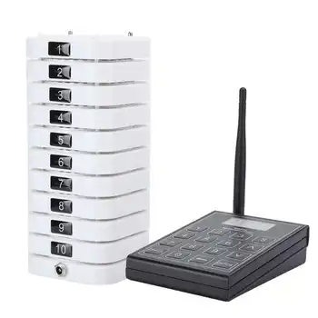 

1-to-10 Restaurant Wireless Calling Pager SU-666B-S Calling Keypad Queuing Calling System Paging Calling System 100-240V