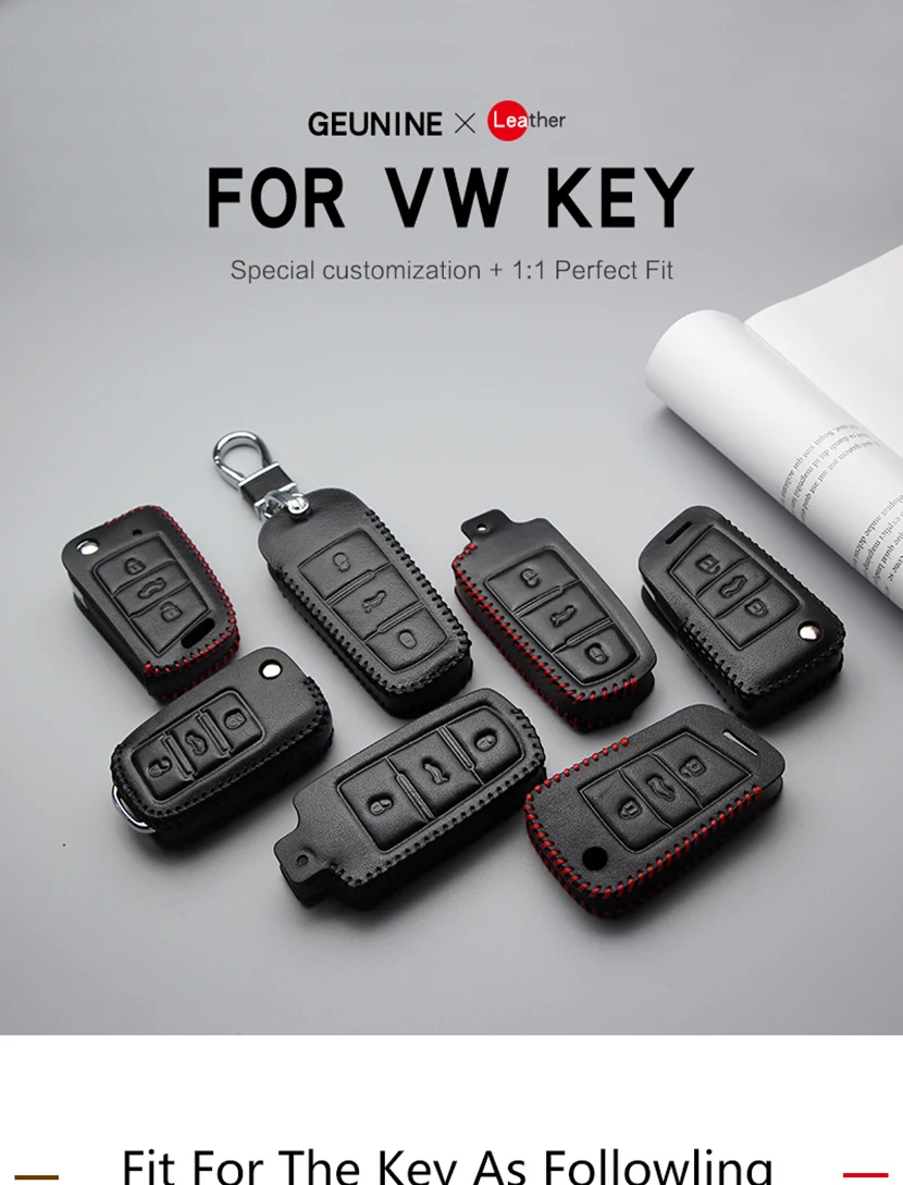 Кожаный чехол для автомобильных ключей, крышка чехол для Volkswagen Golf 4, 5, 6, 7, MK7 Polo GTI R Tiguan Бора Jetta MK2 MK5 MK6 Passat B5 B6 B7 B8