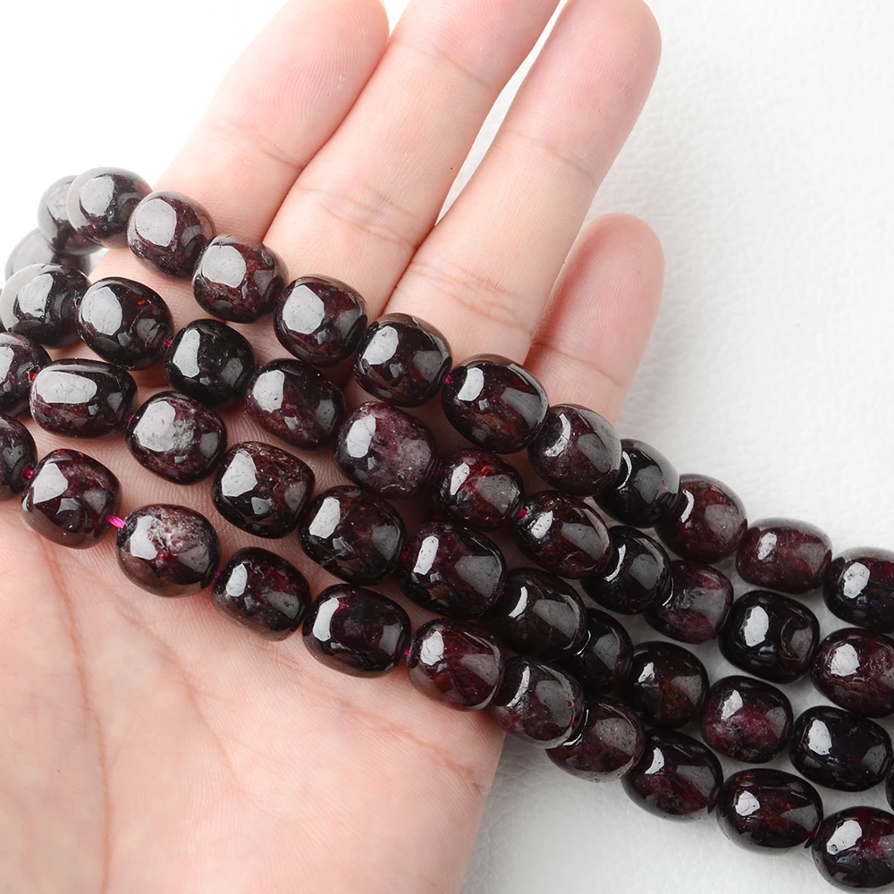 9-14mm Natural smooth Garnet irregular oval Stone Beads For DIY necklace bracelet jewelry making 15 