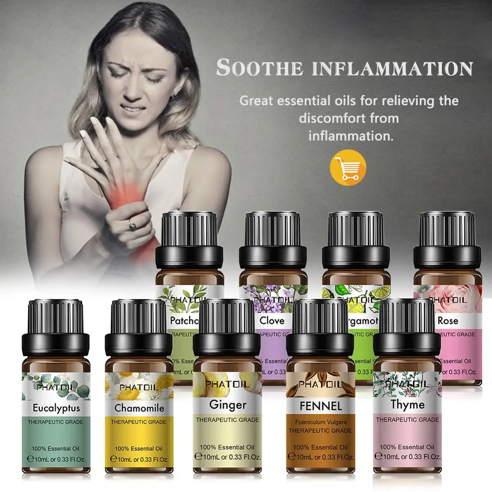 

10ML Eucalyptus Lavender Pure Essential Oils Humidifier Diffuser Chamomile Mint Jasmine Geranium Lemon Orange Tea Tree Aroma Oil