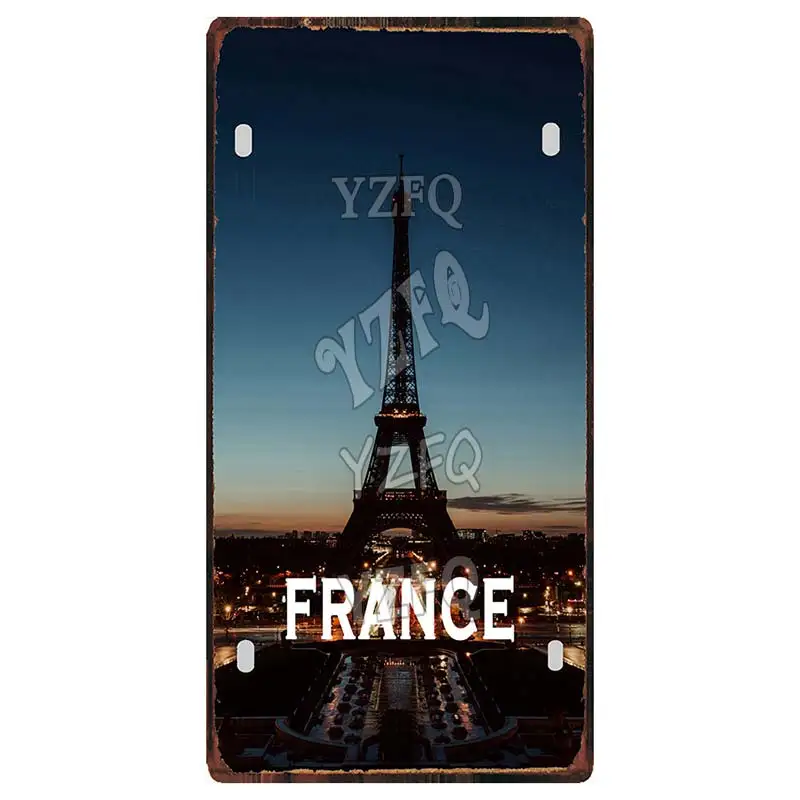 DC-1088 【YZFQ 】 30x15 см Париж Город металлическая жестяная вывеска Путешествия Сувенир ретро декоративные вывески стены Искусство ресторан магазин домашний декор DC-1075A - Цвет: DC-1088