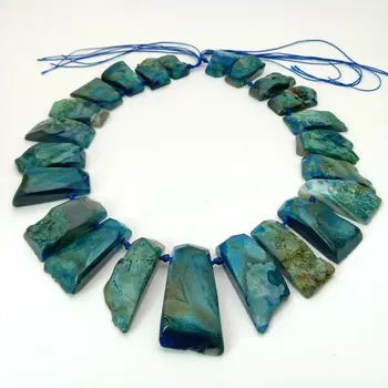 

2 Strands Deep Blue Gems Faceted Slab Nuggets Irregular Stone Slice Top Drilled