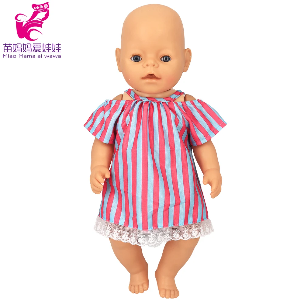 红蓝条纹露肩裙BB正面 拷贝