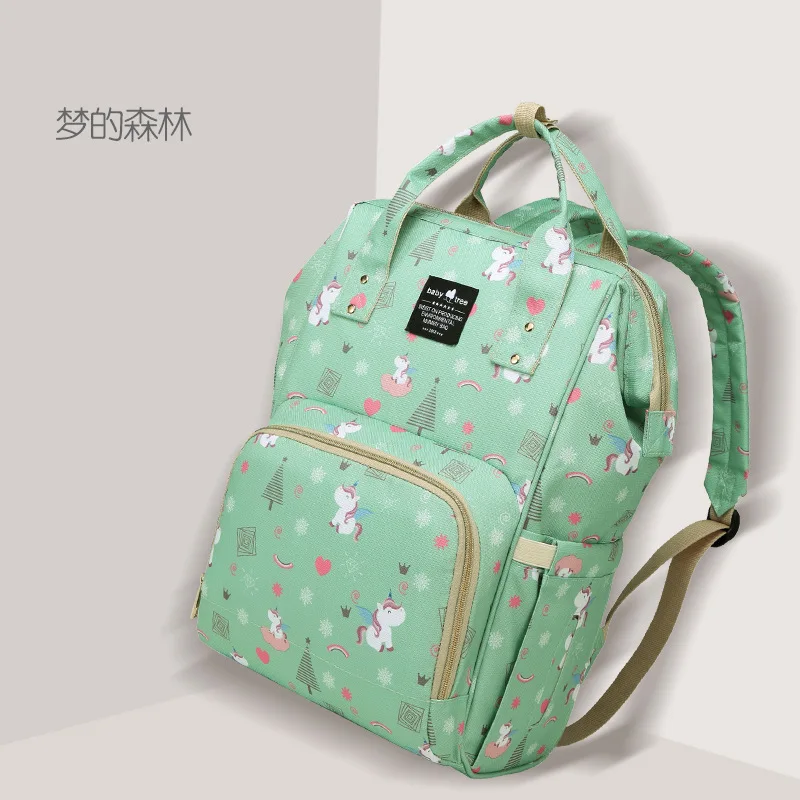 Green Horse Print 11 цветов Babytree многофункциональная сумка для подгузников, рюкзак большой емкости, сумка для мамы, легкие сумки для коляски, водонепроницаемые Рюкзаки - Цвет: Green Horse Print