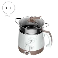 Домашняя электрическая сковорода мини-общежития Горячая кастрюля для приготовления пищи многофункциональная электрическая плита с пароваркой 1.8л глубина 9 см(штепсельная вилка США