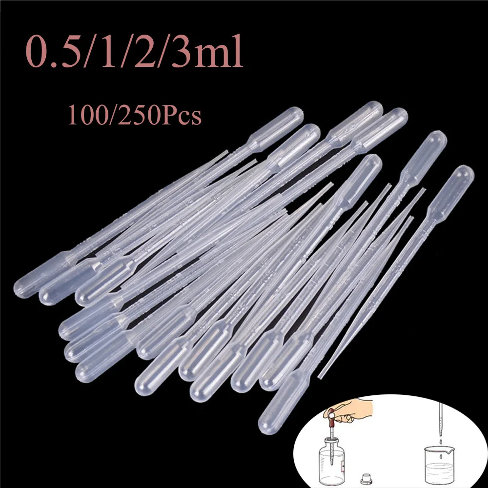 WKM Transfer Pipette Dropper 3ml Measuring Pipettor Disposable Graduated Pipette Liquid Pasteur Pipette (Pack Of 50