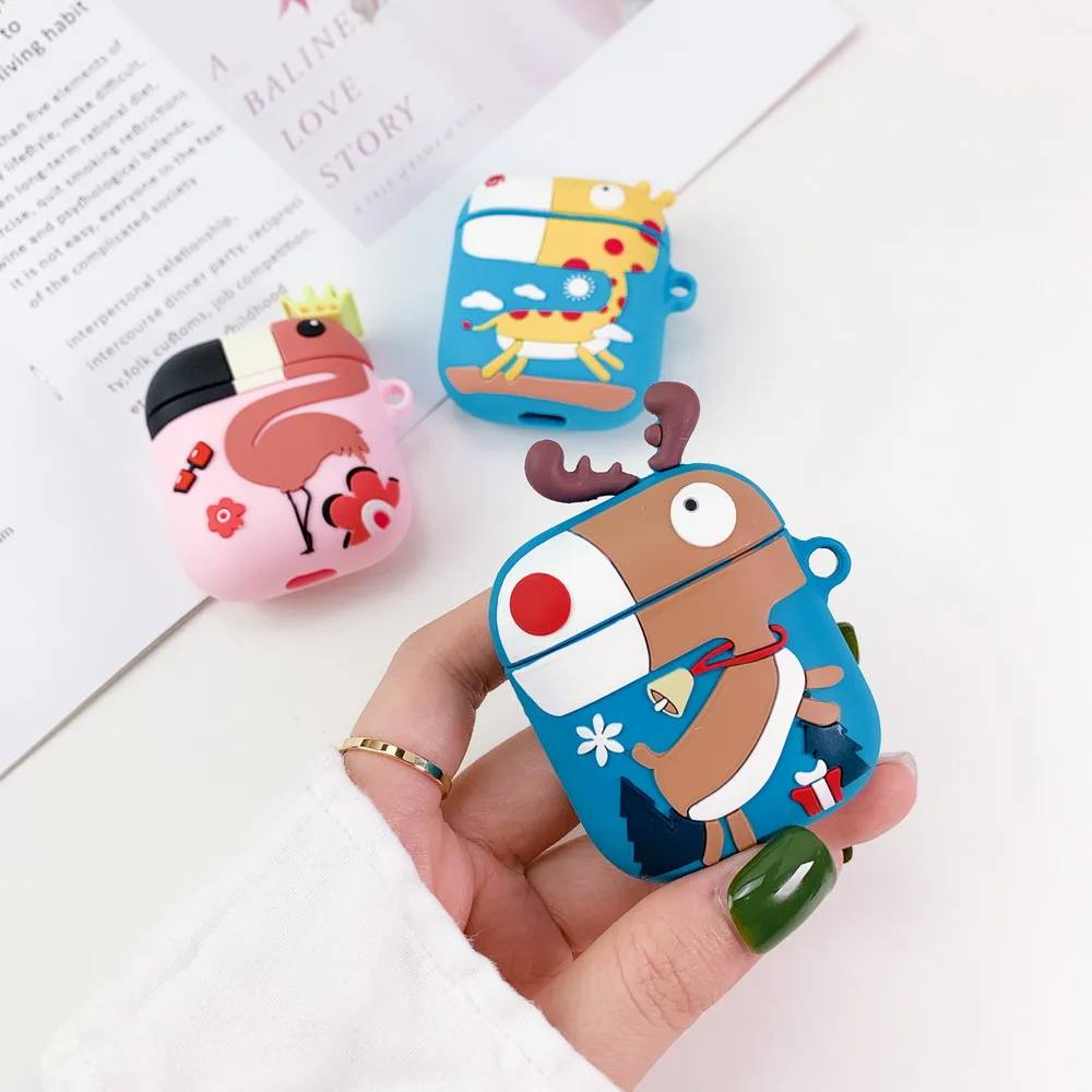 Силиконовый чехол elk wapiti Жираф фламинго для Airpods милый мультфильм идеальный дизайн для Apple Airpods2 Bluetooth наушники чехол