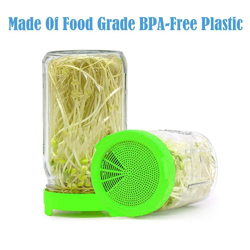 Новые 8 упаковочных пластиковых прорастания крышек для широкого рта каменщик