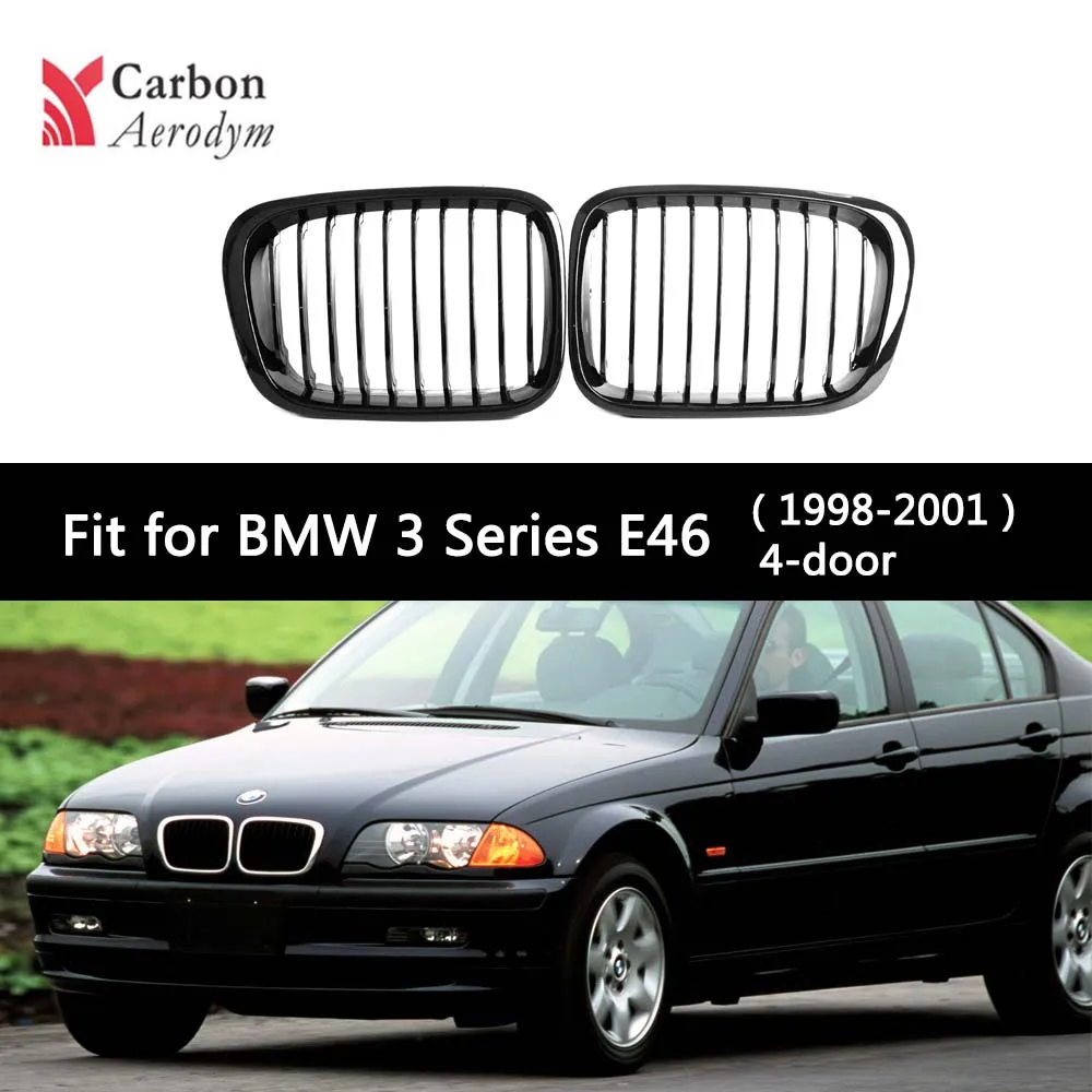 

ABS Single-Slat Glossy Black/Matte Black Kidney Grille For BMW 3 Series E46 1998-2001 Sedan Front Bumper Grill Car Accessories