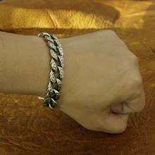 Благоприятный Облака цепи мужские Байкер панк браслет 925 пробы серебро TA156