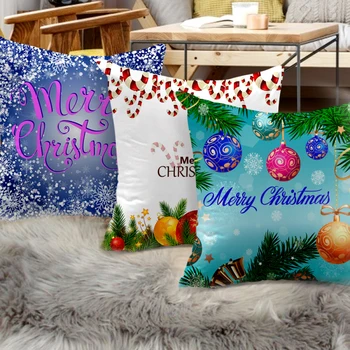 

Christmas Plant Peach Skin Single Side Cushion Cover Decorative Pillows Sofa Home Decoration Winter