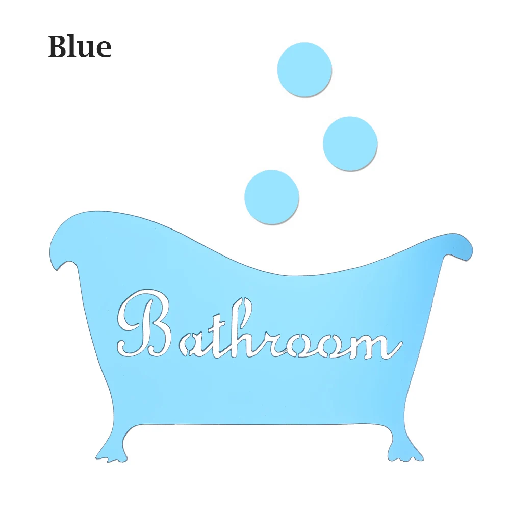 1 шт., зеркальная поверхность, наклейка на стену, ванна, узор, 3D наклейки, ванная, дверная пластина, санузел, вход, знак, украшение для гостиной - Цвет: blue