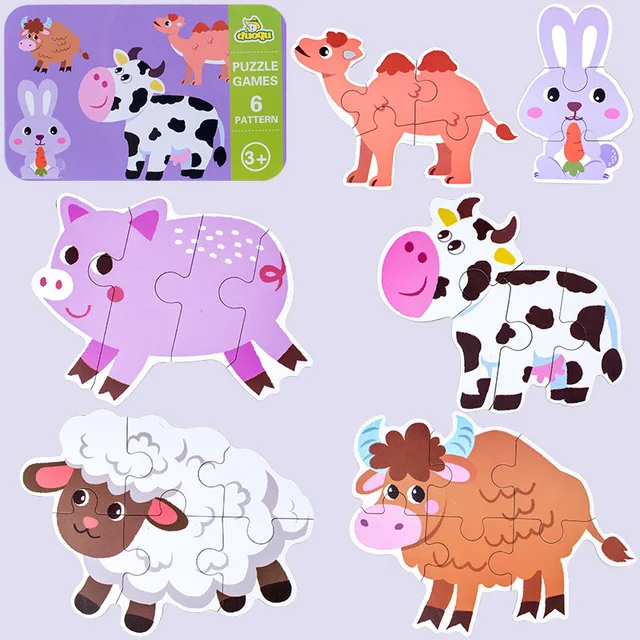 Hot Baby Wooden Puzzle Learning Toys for Children Educational Toy Kids Animal Dinosaur Vehicle Wood Jigsaw Matching Puzzles Game 3