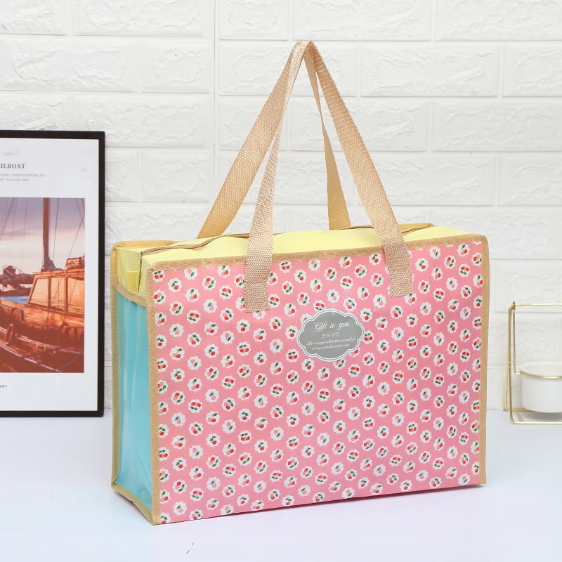 Newest Color Printing Eco Shopping Bag Foldable Reusable Tote Folding Pouch Travel Non-woven Bathroom Storage Bag - Image 3