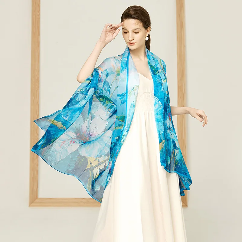 

Original Factory Currently Available 19 Years Spring And Summer New Style 100% Mulberry Silk Real Silk Chiffon Digital Scarf Wom