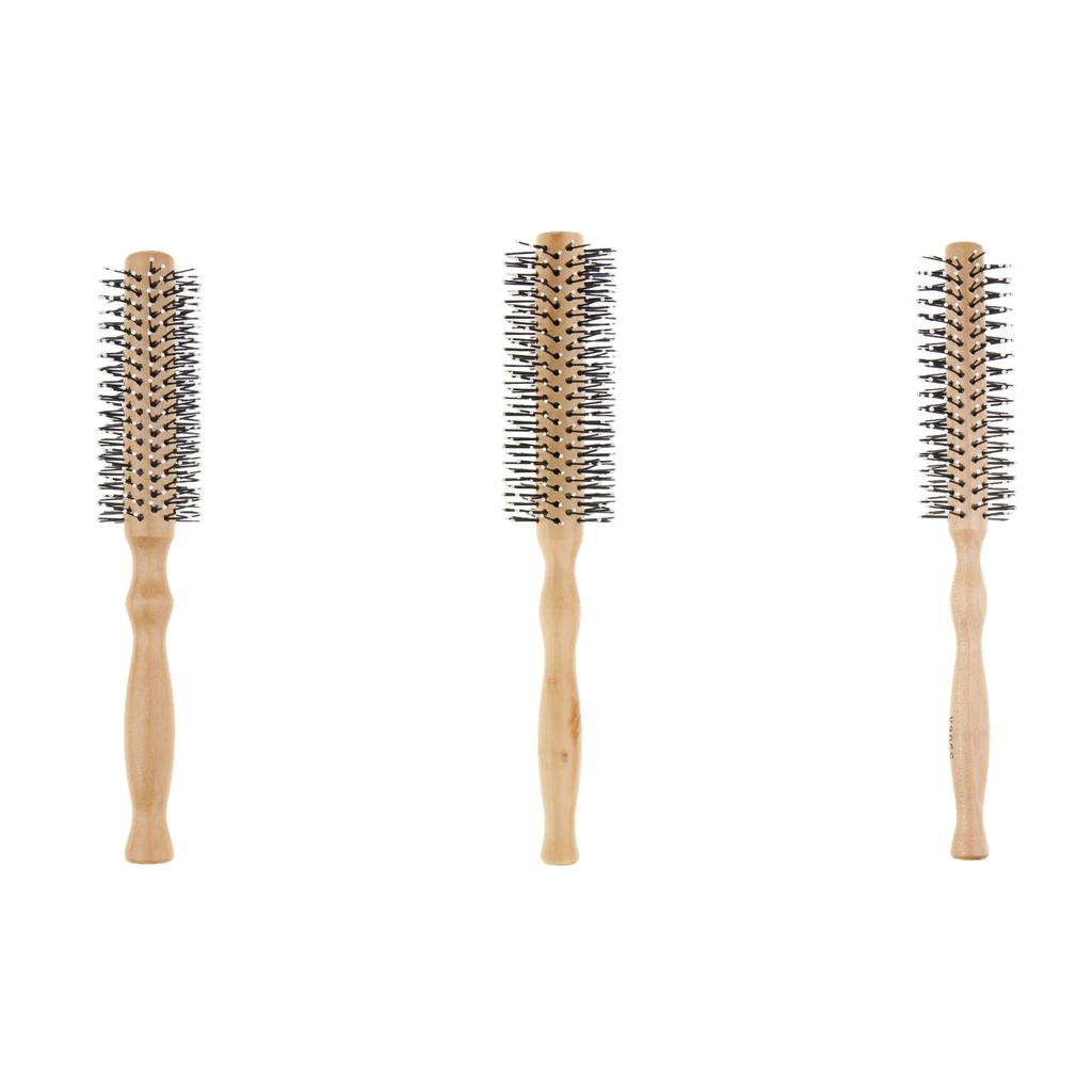 Round Hair Care Hair Brush with Wood Handle, Round Comb, Styling Essentials for Hair Drying, Styling, Curling Hairbrush