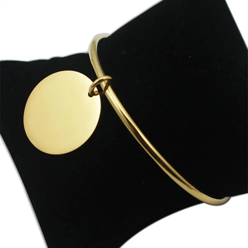 Fashion Bracelet Bracelet & Bangle Laser /Name Round Charm Pendant Gold Color France Style Jewelry