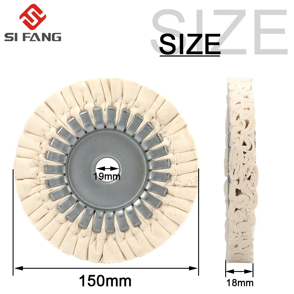 1pc 6 "Baumwolle Atemwege Polieren Rad 150*22mm Tuch Öffnen Bias Polieren Buffs Rad Schleif Werkzeug für Bench Grinder – Detail 3