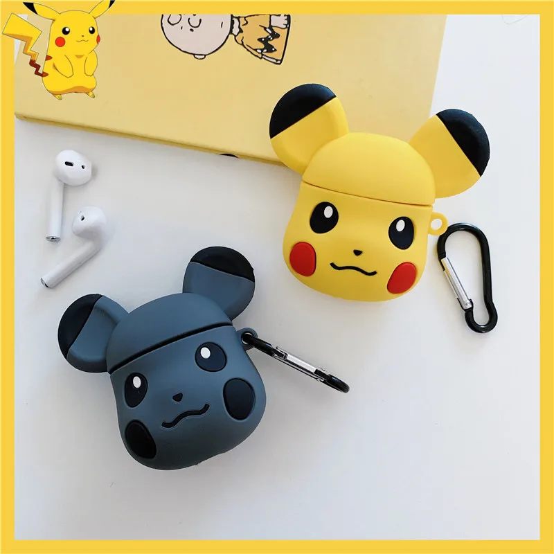 

3D Cartoon Pika chu Wireless Bluetooth Earphone Case For Apple AirPods 1 Silicone Headphones Cases For Airpods2 Protective Cover