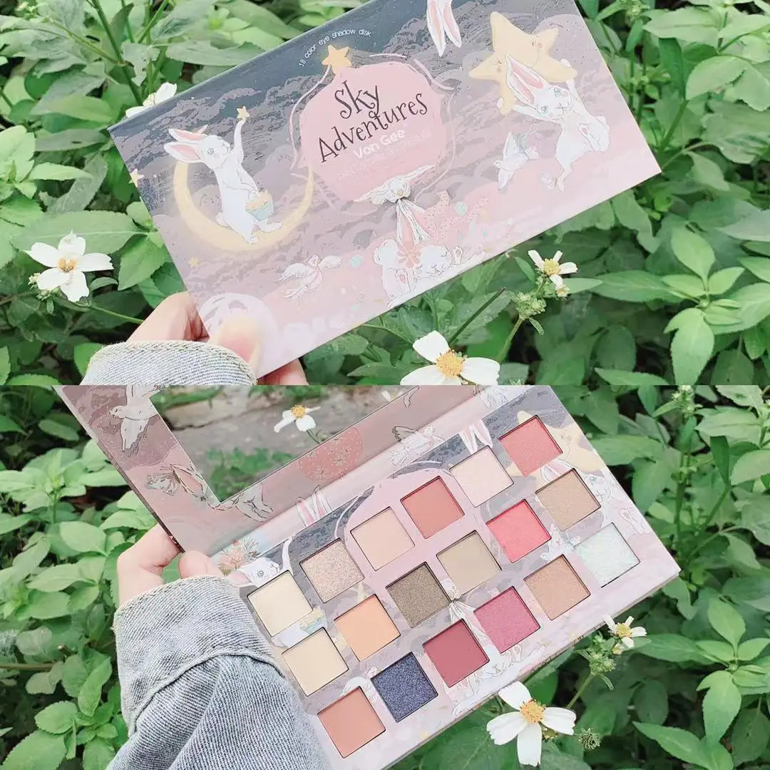 Sky Adventures 18 Colors Warm Eyeshadow Palette Pearl Matte Sequins Waterproof Makeup Pelette Pigment Super Flash Eye Shadow