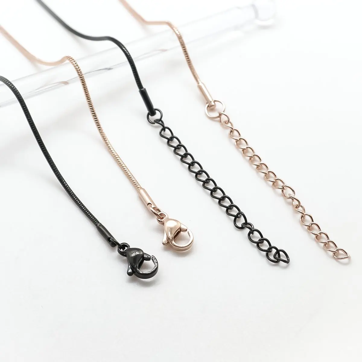 

1 Set 304 Stainless Steel Necklace For Women Men Rose Gold & Gunmetal With Lobster Claw Clasp And Extender Chain Gift 45cm long