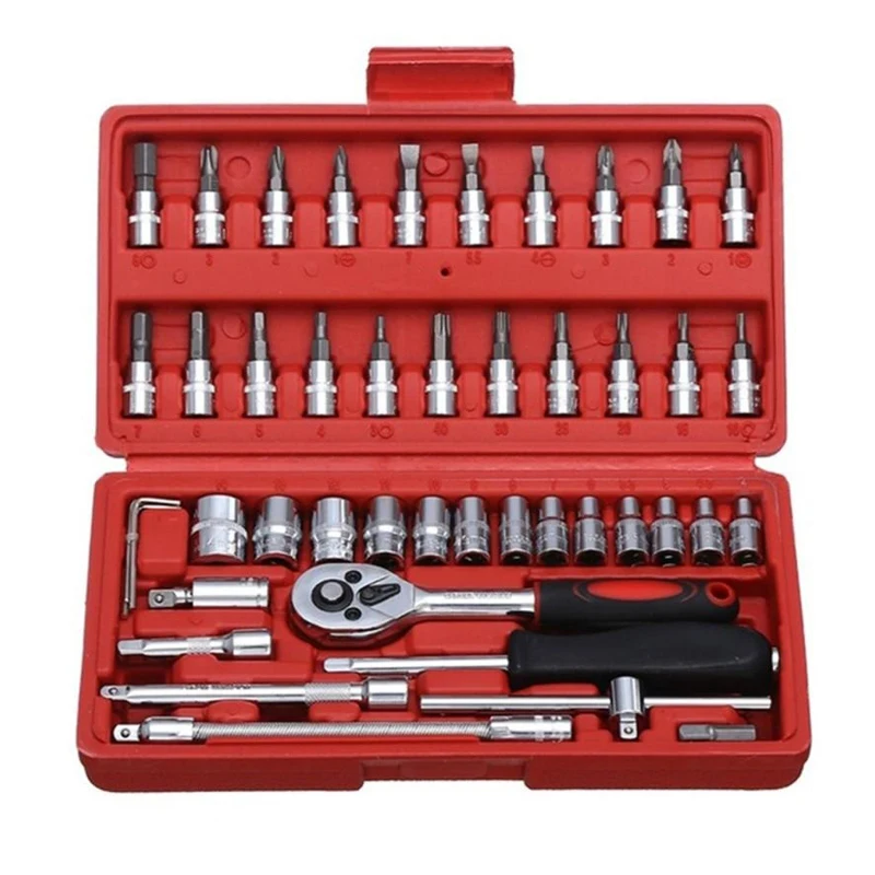 46pcs Wrench Socket Set Hardware Spanner Screwdriver Ratchet Wrench Set Kit Car Repairing Tools Combination Hand Tool Sets 46pcs Wrench Socket Set Hardware Spanner Screwdriver Ratchet Wrench Set Kit Car Repairing Tools Combination Hand Tool Sets