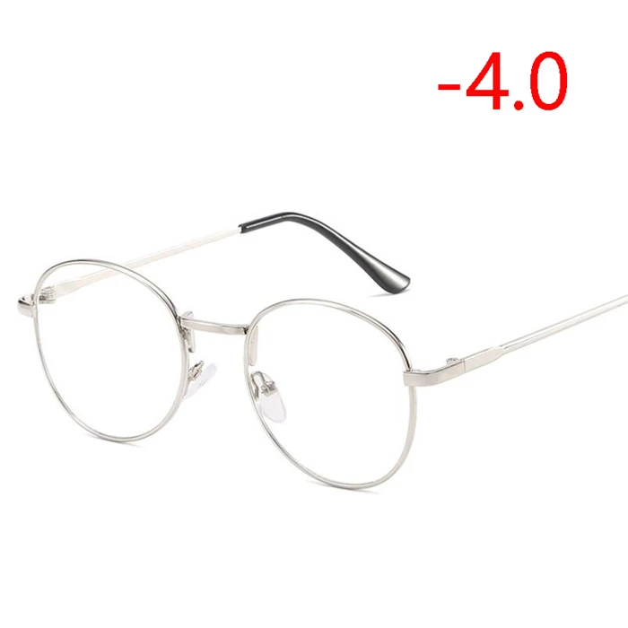 Ретро-очки для близоруких студентов, очки для близоруких женщин, металлическая Золотая оправа, мужские очки для близоруких, по рецепту-1,0-1,5-4,0 - Цвет оправы: Myopia 400