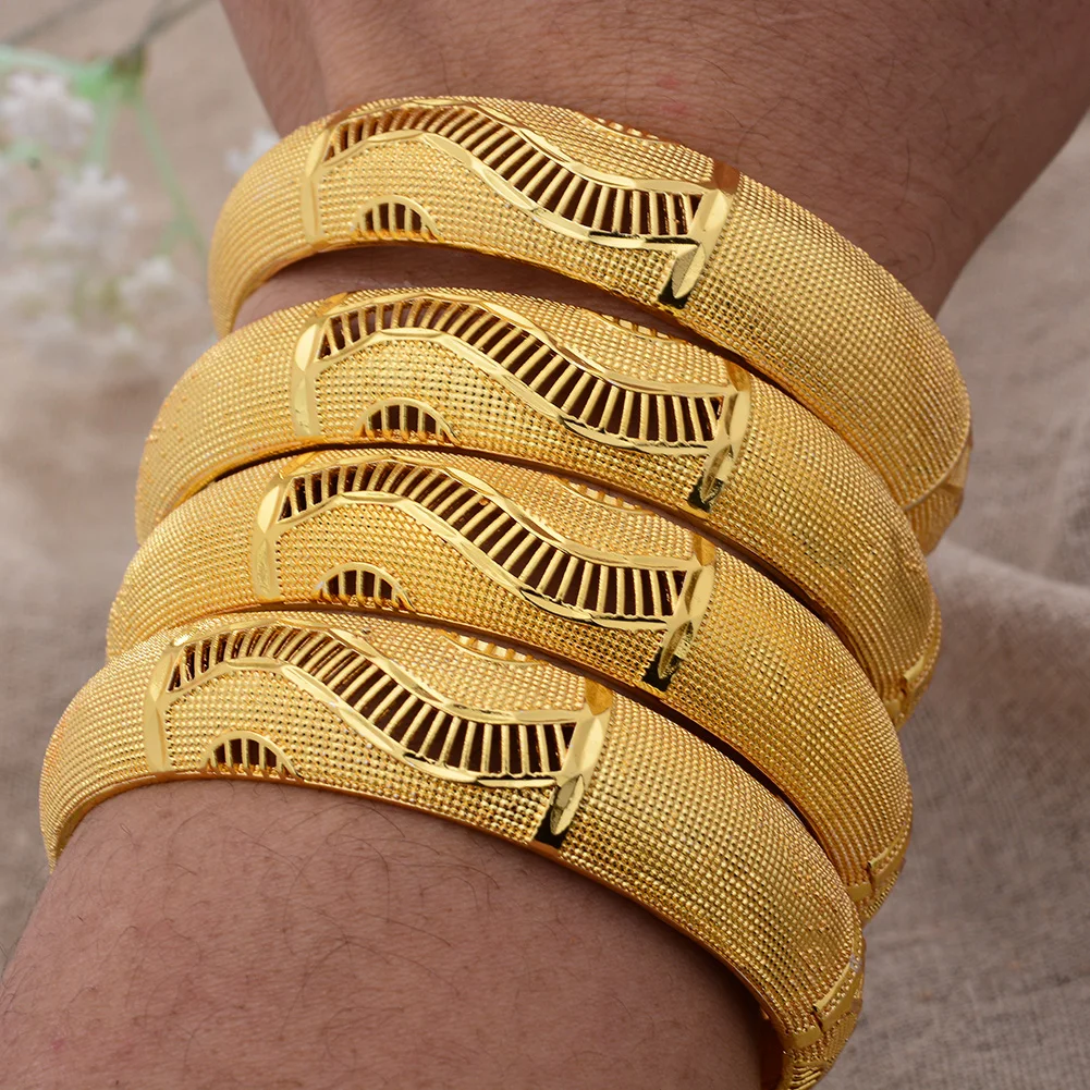 Dubai France Luxury Female Big Gold Color Bangles For Women Bride