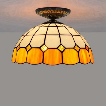 

30cm European orange Mediterranean Tiffany stained glass dining room bedroom corridor bathroom ceiling light