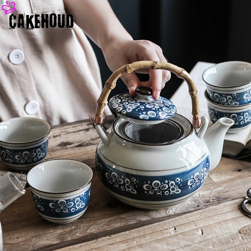 Винтажный керамический чайный горшок с ситечком из нержавеющей стали китайская