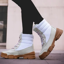 Зимние женские ботинки на платформе; модель года; нескользящие Зимние ботильоны; женская теплая зимняя обувь из водонепроницаемого материала на меху; botas feminina; VT395