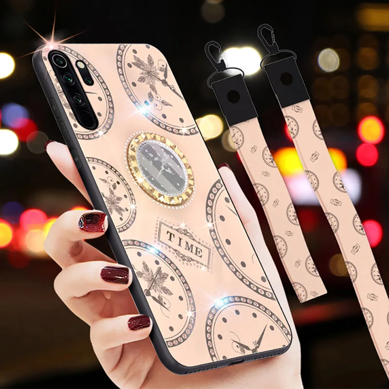 

Silicone Phone case For xiaomi redmi k20 pro k20pro 8 8A note 5 7 8 pro 8pro 7s luxury lanyard holder with Ring back cover coque