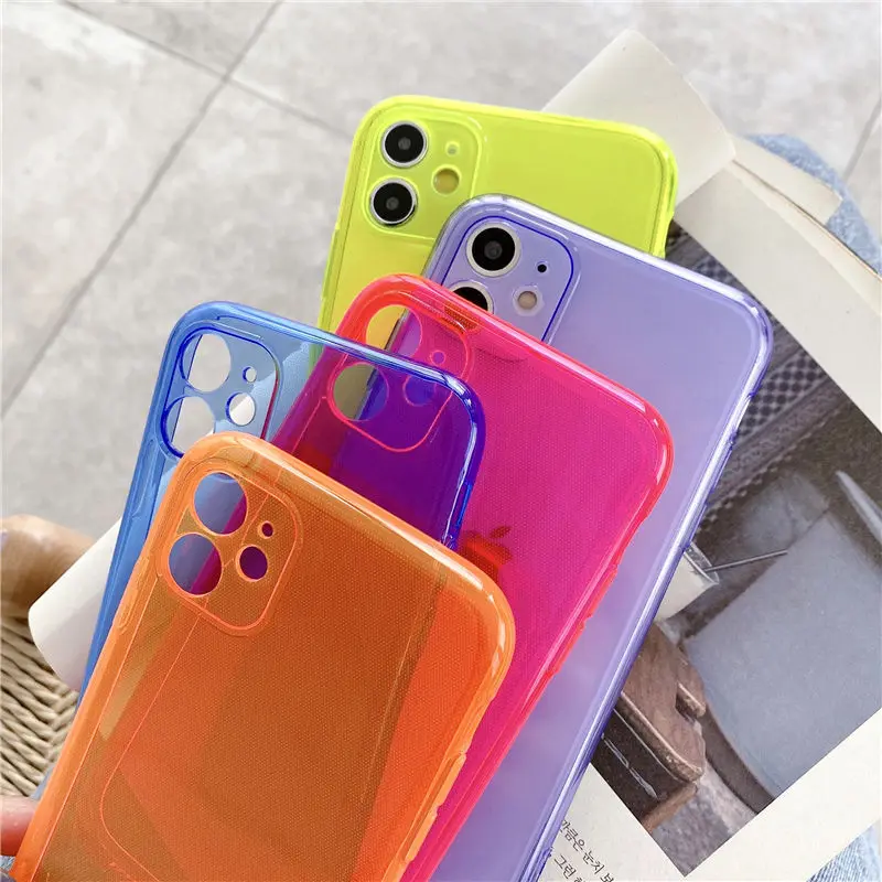 Флуоресцентный чехол для телефона с полной защитой камеры iPhone 11 Pro Max XR XS X 7 8 Plus