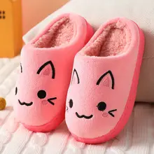 

Cartoon Cat Children Fur Slippers Home Cartoon Baby Cotton Slippers Toddler Shoes Boys Girls Furry Slippers Baby House Shoes
