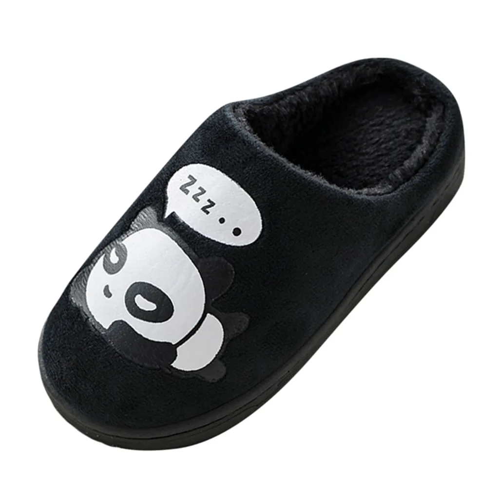 Обувь с принтом животных для маленьких мальчиков и девочек; Зимние удобные нескользящие теплые домашние тапочки для детей; chaussons