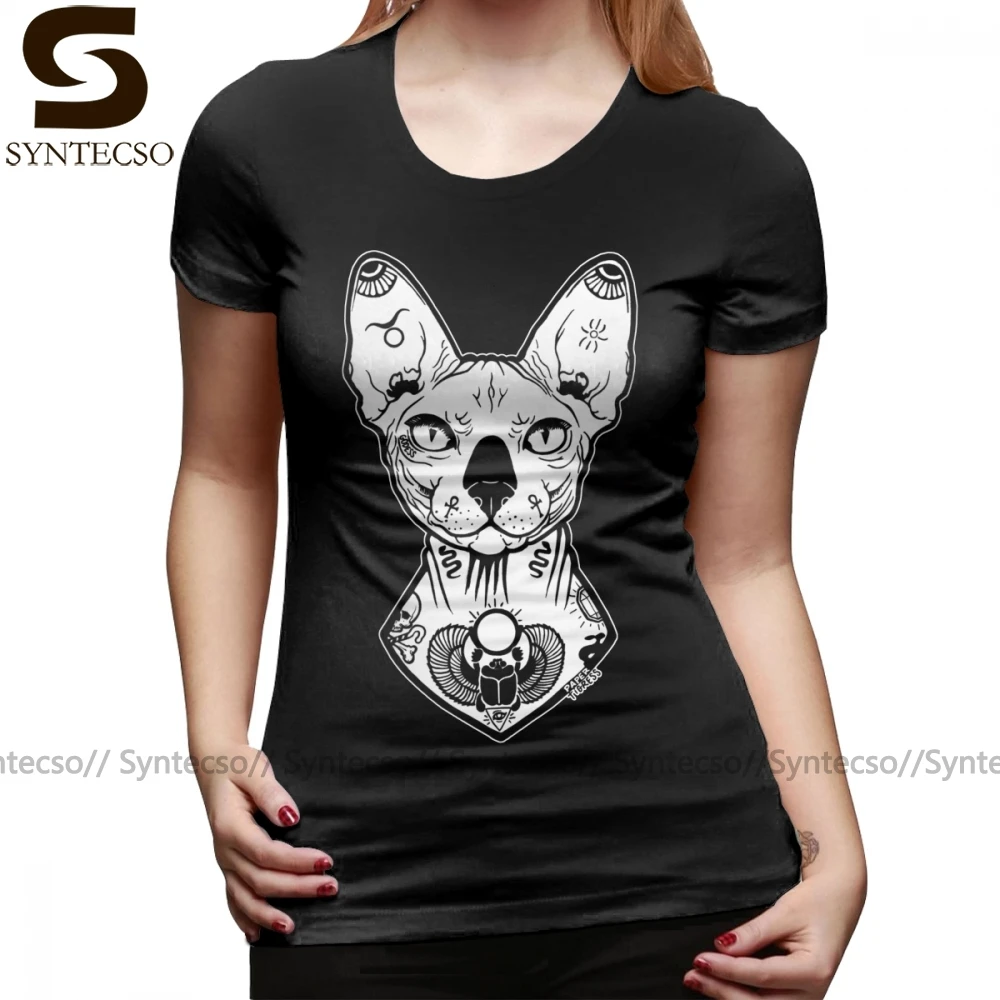 

Sphynx Cat T-Shirt Sphynx Tattooed T Shirt Orange 100 Cotton Women tshirt O Neck Pattern Large size Street Wear Ladies Tee Shirt