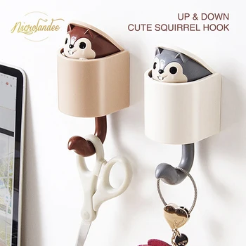 

NICROLANDEE 2Pcs/Set Cute Squirrel Adhesive Hooks Creative Home Decoration for Kid's Room Living Room Bedroom Home Decor