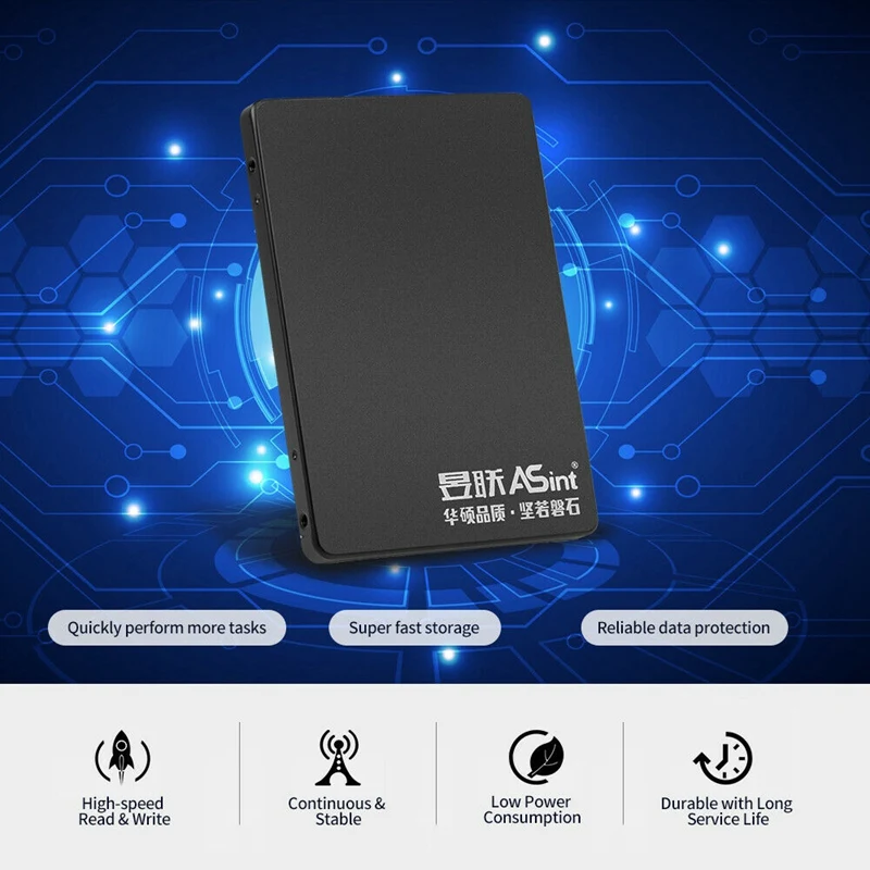 ASint SSD 2,5 дюймов SATA3 SSD 256 Гб AS518 твердотельный накопитель для настольных ПК 7 мм