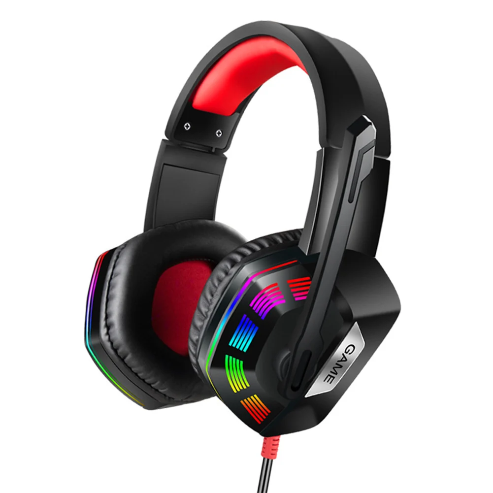 Wired Gaming Headset Professional With Microphone Omnidirectional Colorful Lights Noise Cancelling Accessories Stereo Headphone
