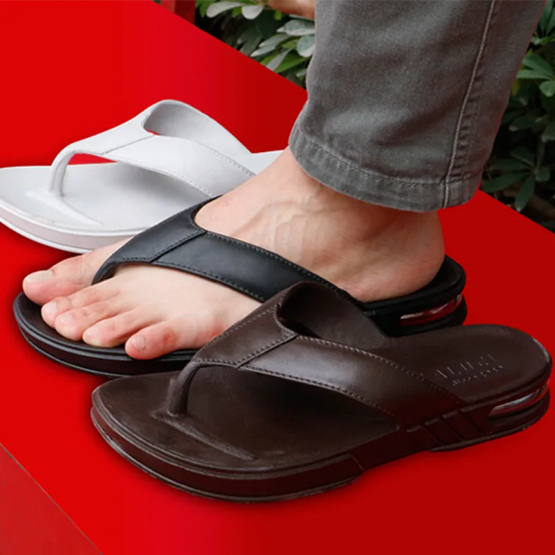 

Hot Selling New Style Solid Color Beach Flip-flops Men's Europe And America High Air Cushion Comfortable Flip-flop Slippers